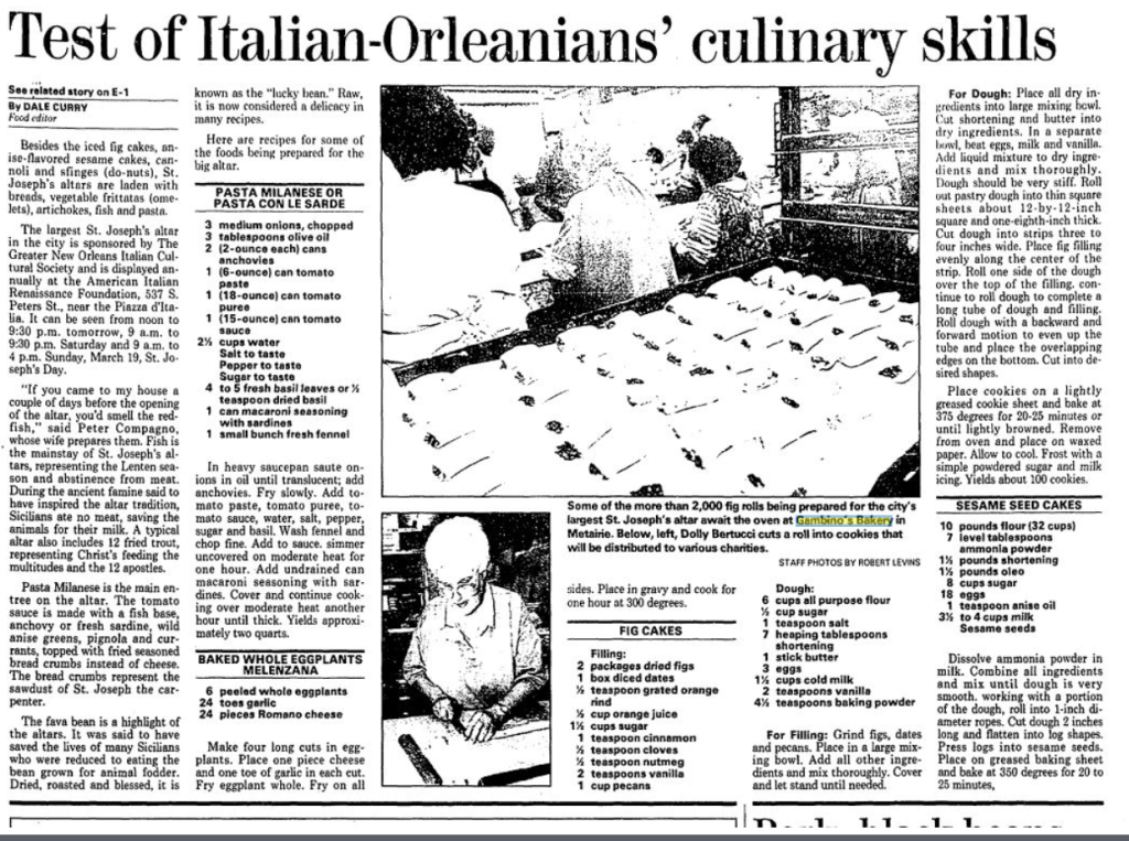 Gambino’s Bakery has a long history of hosting Saint Joseph’s Day bakers.
