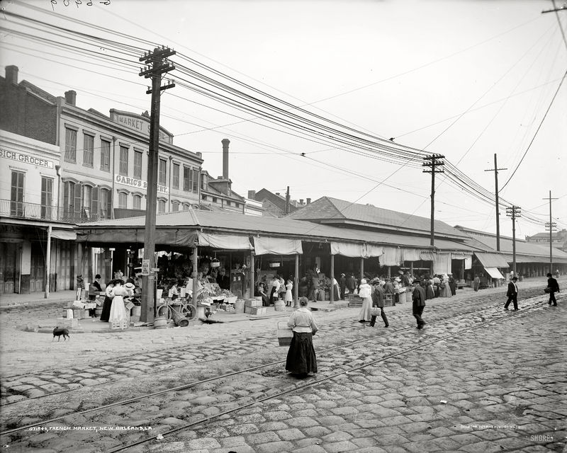 The French Market in 1910, more than 40 years after Raffaele Agnello, would have walked by to greet his supporters. Photo courtesy of Wikipedia.