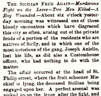  The murder of Joseph “Peppino” Agnello, one of New Orleans’ first Sicilian organized crime leaders, was reported in the New Orleans Republican on April 21, 1872.