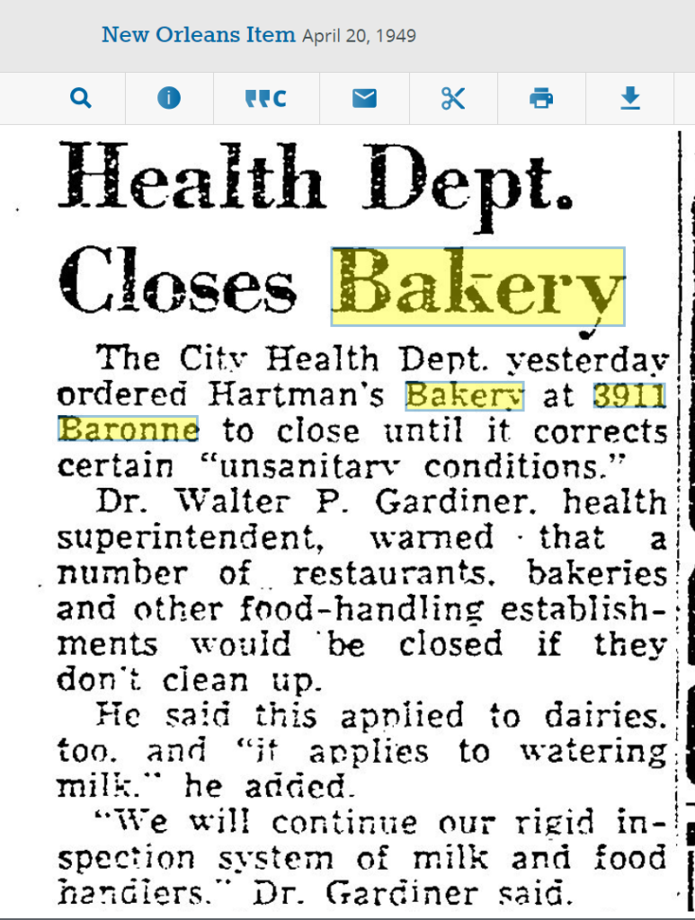 An article from the April 20, 1949 edition of the New Orleans Item.