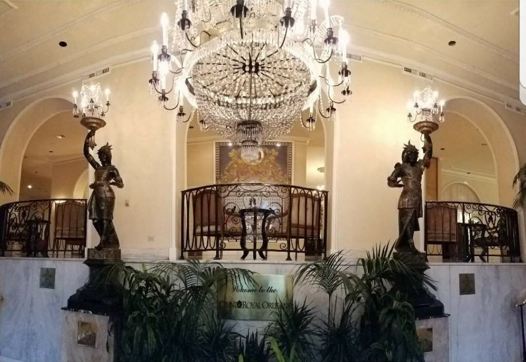The lobby of the Omni Royal Orleans — the former Exchange Hotel. Exchange Passage would have gone directly through this spot.