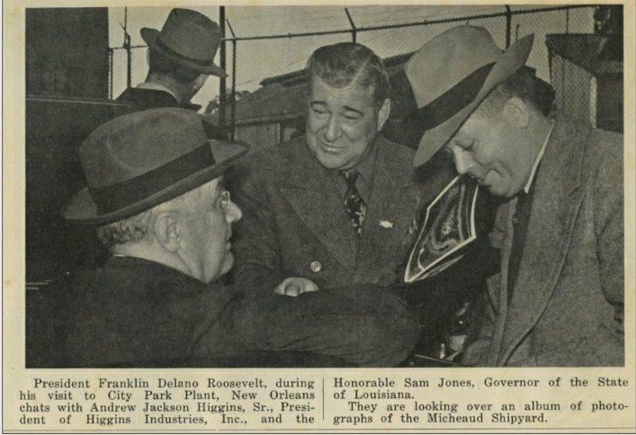 FDR (left) with Andrew Higgins (center)