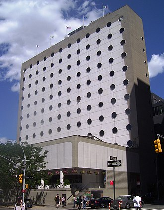 The National Maritime Union in Curran Plaza in New York City, was designed by Albert Ledner. Completed in 1968, it was converted to the Maritime Hotel in 2003.
