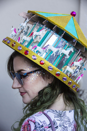A carousel hat at the Fair Grounds race track.